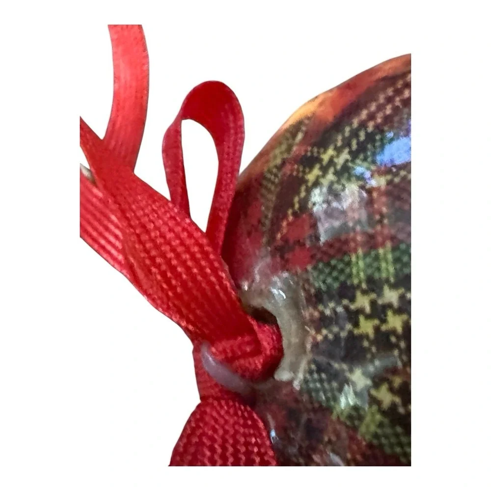 Vintage Tartan Plaid Decoupage Christmas Ornaments Lot 19 Ball‎ Decorations